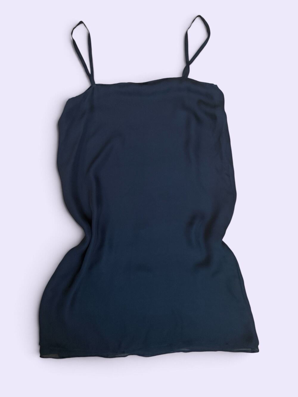 Vintage 90s Black Sheer Chiffon Slip Dress Minimalist Goth Y2K | Size Small